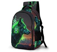 WECECE Mochila Secundaria Patrón Lobo Chico 10-15 Años Bolsa Escolar Animal Lobos Chica ESO 1º-2º Mochila Juvenil, Backpack Resistente y Cómoda para Escuela y Viaje Gran Capacidad