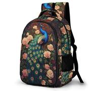 WECECE Mochila Secundaria Pavo Real Chico 11-15 Años Bolsa Escolar Animal Pavo Real Chica Curso 2-4 Mochila Juvenil, School Bag Resistente y Cómoda para Clases y Actividades