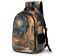 WECECE Mochila Secundaria Planetas Motivo Chico 11-15 Años Bolsa Escolar Cielo Estrellado Chica Curso 2-4 Mochila Juvenil, School Bag Resistente y Cómoda para Clases y Actividades