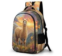 WECECE Mochila Senderismo Adolescente Grande Capacidade, Mochila Ligera con Alpaca Design, Mochilas Escolares Animal Llama para Trekking