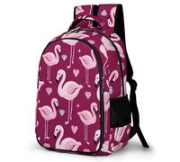 WECECE Mochila Senderismo Adolescente Grande Capacidade, Mochila Ligera con Flamenco Rosa, Mochilas Escolares Tema Pájaros para Trekking