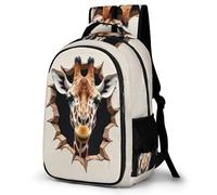 WECECE Mochila Senderismo Adolescente Grande Capacidade, Mochila Ligera con Giraffe 3D, Mochilas Escolares Animal Giraffe para Trekking
