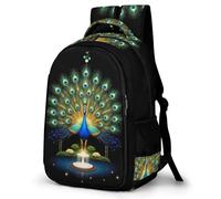 WECECE Mochila Senderismo Adolescente Grande Capacidade, Mochila Ligera con Peacock, Mochilas Escolares Animal Peacock para Trekking