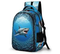 WECECE Mochila Shark Escolar Niño Adolescente, Mochila Colegio Niña para Juveniles Chico 8 a 18 Años con Marine Animal Shark, Mochilas para Portátil