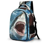 WECECE Mochila Shark Motif Escolar Niño Adolescente Transpirable, Mochila para Niñas con Marine Animal 6 a 10 Años, Mochilas Escolares Grande y Ligera