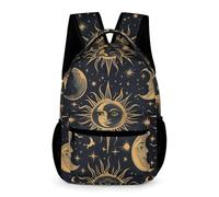 WECECE Mochila Sol Luna Estrellas Niños 8 Años Mochila Escolar Vintage Curso 3 Niñas Bolsa de Colegio Ligera Resistente 43x32x15 cm para Excursión Libros y Cuadernos
