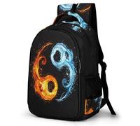 WECECE Mochila Tai Chi 1º-3º Curso Niña Mochila Escolar Motivo de Agua y Fuego 9-13 Años Niño Mochila Estilo Puerta de Frigorifico, School Bag para Clases Viaje y Uso Diario