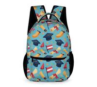 WECECE Mochila Tema de Graduación Curso 2-5 Escolares Niño Mochila Primaria Austria Bandera 3-5 Curso Niña 12 Años Backpack Ligera Resistente Libros Botella Paraguas Vuelta al Cole
