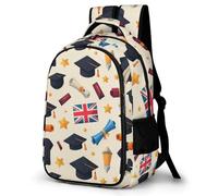 WECECE Mochila Tema de Graduación Escolar Niño Primaria, Mochila Colegio para Chicos 8-12 Años, Ligera Mochilas con Union Jack Flag para Viajes y Uso Diario