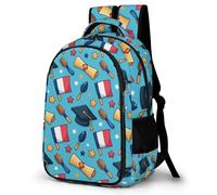 WECECE Mochila Tema de Graduación Niño Chicos 1º-5º Grado, Mochilas Escolar para 6 a 12 Años Mochila con France Flag para Escuela y Outdoor