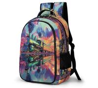WECECE Mochila Train Design Escolar Niño Adolescente Train Design 9 a 14 Años, Mochila para Niños con Colorido Railway 8 a 13 Años, Mochilas Escolares Grande Ligera