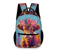 WECECE Mochila Vaca de las Tierras Altas Colegio Para Niños Y Niñas, Backpack Escolar Para Niños De Primaria De 6 A 10 Años, Mochila Infantil Ligera Con Animal Print Toro Para Escuela Viajes