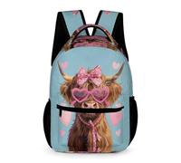 WECECE Mochila Vaca Highland Curso 1-4 Niños Mochila Colegio Motivo Animal Toro 2-4 Curso Niñas 9-13 Años Bolsa de Escuela Resistente Uso Diario Libros Objetos Pequeños Vuelta al Cole