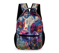 WECECE Mochila Vaca Patrón Chicas 8-12 Años Mochila Escolar Animal Ganado Curso 3-6 y 1º ESO Chicos Bolsa de Colegio Grande 43x32x15 cm para Libros Cuadernos Uso Diario