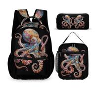 WECECE Mochila Vida Marina Escolar para Niñas de 3 Piezas con Lonchera y Estuche, Mochila Colegio para Chicas de Primaria y Secundaria, Mochilas