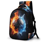 WECECE Mochila Water Fire Fútbol Colegio Niña 6-10 Años Mochila Escolar Primaria Ligera con Fútbol para La Escuela, Viajes y El Día a Día