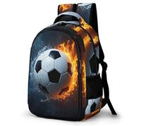 WECECE Mochila Water Fire Fútbol Escolar Niño Adolescente Water Fire 9 a 14 Años, Mochila para Niños con Fútbol 8 a 13 Años, Mochilas Escolares Grande Ligera
