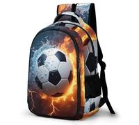 WECECE Mochila Water Fire Fútbol Escolar Niños - Mochila Fútbol Colegio Niña Chicos para Portátil, Gran Mochilas para Adolescentes Vuelta Al Cole