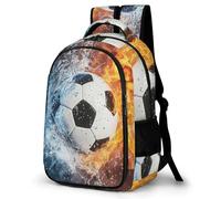WECECE Mochila Water Fire Fútbol Niño Transpirable, Mochilas Escolares Primaria para Niños De 8 a 12 Años, Mochila Infantil Gran Capacidad Fútbol para La Escuela, Viajes