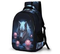 WECECE Mochila Wolves Adolescente Grande Capacidade, Mochila Ligera con Animal Lobo, Mochilas Escolares Ligera para Escuela Outdoor Viaje