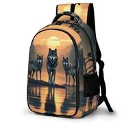 WECECE Mochila Wolves Print Escolar Niño Adolescente, Mochila Colegio Niña para Juveniles Chico 8 a 18 Años con Animal Lobo, Mochilas para Portátil