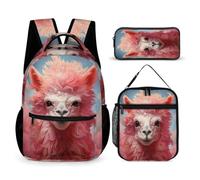 WECECE Mochilas Alpacas para Infantiles Niñas Set 3 en 1 de Mochilas Animales Escolares con Estuche de Lápices Primaria Kawaii Bolsas