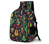 WECECE Mochilas Cactus Flores Escolares Niña, Mochila Grande para Instituto, Mochila Colegio Adolescente con Plants Cacti De 9 a 16 Años