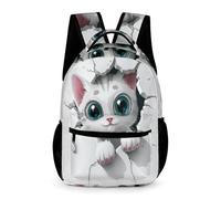 WECECE Mochilas Con Estampado Gatito Para Niños Escolares Y Niñas, Mochila Escolar Con Animal Gato Para Primaria 1º 2º 3º 4º 5º 6º Backpack Children