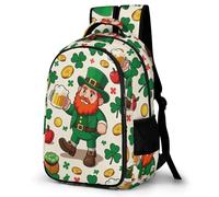 WECECE Mochilas Día de San Patricio Escolares Niña, Mochila Grande para Instituto, Mochila Colegio Adolescente con Trébol Motif De 9 a 16 Años