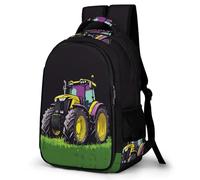 WECECE Mochilas Escolar Niño Tractor, Mochila Colegio para Clases 1 a 5 con Patrón de Coche, Mochila para 7 a 12 Años Colegio y Viajes