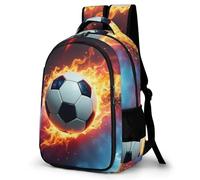 WECECE Mochilas Escolares Fire Fútbol Pattern Niños Adolescentes, Mochila Escolar Chico Fútbol, Mochila Niña Informal Primaria y Secundaria para 9 10-13 Años