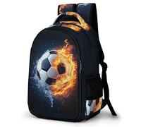 WECECE Mochilas Escolares Fútbol Niños Adolescentes, Mochila Escolar Chico Water Fire Fútbol, Mochila Niña Informal Primaria y Secundaria para 9 10-13 Años