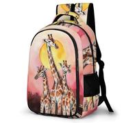 WECECE Mochilas Escolares Giraffe Niños Adolescentes, Mochila Escolar Chico Animal, Mochila Niña Informal Primaria y Secundaria para 9 10-13 Años