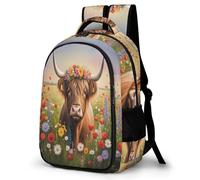 WECECE Mochilas Escolares Highland Cow Niños Adolescentes, Mochila Escolar Chico Calf, Mochila Niña Informal Primaria y Secundaria para 9 10-13 Años