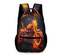 WECECE Mochilas Escolares Juveniles, Mochila Escolar De Chico Moto en Llamas Mochilas, Mochila Motocicleta Guay Infantil Para Colegio Deporte Viajes, Regalos Para Niños Y Adolescentes