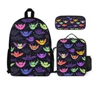 WECECE Mochilas Escolares Murciélago Ardilla Voladora Estudiantes con Lonchera y Estuche para Lápices, Juego de Mochila Niño 7-13 Años para Regalo Vuelta al Cole