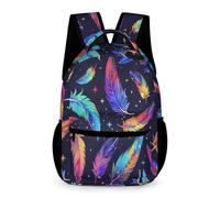 WECECE Mochilas Escolares Niño, Mochila Escolar De Impresión de Plumas, Mochila Colorido Infantil Para Colegio Deporte Viajes, Regalos Para Niñas Y Adolescentes