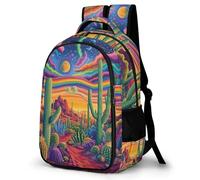 WECECE Mochilas Escolares para Niñas Adolescentes Mochila Cactus Design Infantil Grande para Chicas 8 10 12 14 Años con Tema de Plantas, Mochila Colegio De Viaje Casual