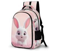 WECECE Mochilas Escolares para Niñas Adolescentes Mochila Cute Bunny Motif Infantil Grande para Chicas 8 10 12 14 Años con Animal Conejo, Mochila Colegio De Viaje Casual