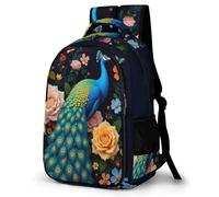 WECECE Mochilas Escolares Peacock Flores Niños Adolescentes, Mochila Escolar Chico Animal Peacock, Mochila Niña Informal Primaria y Secundaria para 9 10-13 Años