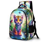 WECECE Mochilas Escolares Tiger Motif Niños Adolescentes, Mochila Escolar Chico Animal, Mochila Niña Informal Primaria y Secundaria para 9 10-13 Años