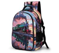 WECECE Mochilas Escolares Train Motif Niños Adolescentes, Mochila Escolar Chico Railway, Mochila Niña Informal Primaria y Secundaria para 9 10-13 Años