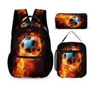 WECECE Mochilas Fútbol para Infantiles Niñas Set 3 en 1 de Mochilas Fútbol Escolares con Estuche de Lápices Primaria Kawaii Bolsas