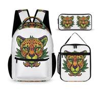 WECECE Mochilas Guepardo Niño Primaria 3 en 1 Juegos de Mochila Animal Leopardo Bolsas Escolares Infantiles Niña para la Escuela Primarias 1-3 Grado Girls Backpack
