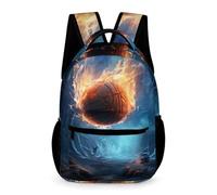 WECECE Mochilas Hielo Y Fuego Baloncesto Infantiles, Baloncesto Mochila Escolar Para Niños 3D Estampado Mochila Bolsa De Viaje Primaria De Mochilas Escolar