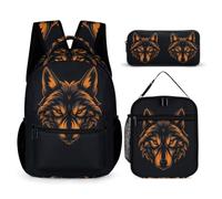 WECECE Mochilas Lobo Niño Primaria 3 en 1 Juegos de Mochila Animales: Lobos Bolsas Escolares Infantiles Niña para la Escuela Primarias 1-3 Grado Girls Backpack