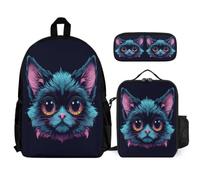 WECECE Mochilas Murciélago Ardilla Voladora Escolares Chicas con Bolsa Térmica y Estuche, School Bag Niño 7-13 Años para Primaria, Viajes y Regalo Escolar