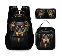 WECECE Mochilas Pastor Alemán Infantiles Estudiantes con Bolsa de Almuerzo y Estuche, Mochila Colegio Perro Animal Chica 8-12 Años para Escuela