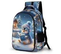 WECECE Mochilas Penguin Escolares Niña Mochila Winter Theme Colegio Niño 10-15 Años, Mochilas Portatil para Chicos, Mochila Instituto Casual De Moda