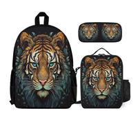 WECECE Mochilas Tigre Escolares Chicas con Bolsa Térmica y Estuche, School Bag Tema de Animales Niño 7-13 Años para Primaria, Viajes y Regalo Escolar